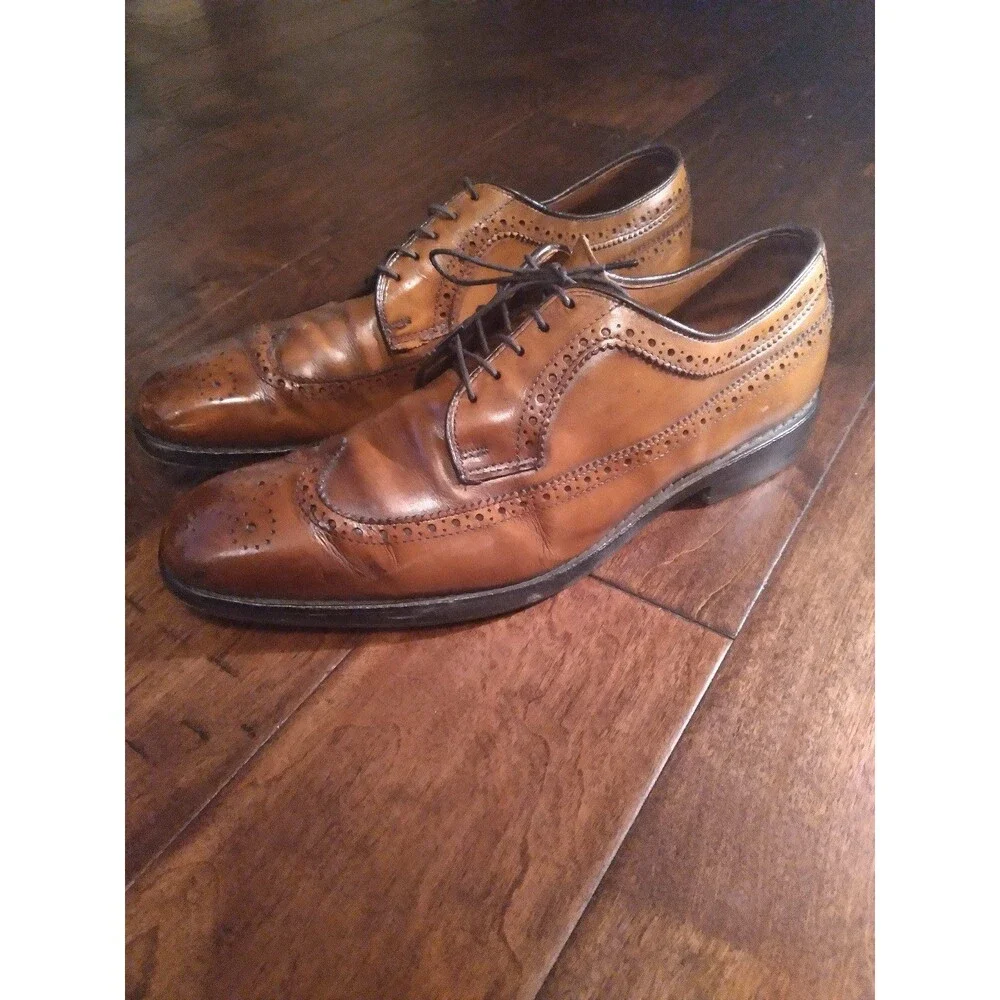 Leather Wingtip Oxford Dress Shoes Brown Lace Up‎ Classic Style